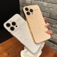 Casing Pelindung Jendela Besar Untuk IPhone 17/16/15/14 Pro Max Pengisian Daya Nirkabel Magnetik Dengan Pelindung Lensa Kaca