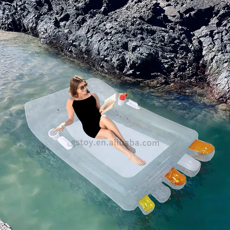 Lovertjes Transparante Mesh Water Hangmat Teen Vormige Lucht Zwevende Matras Voetvormige Opblaasbare Zwembad Float
