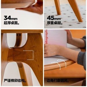 Taoxi Round <b>Table</b> Cherry Wood 2 Piece Set Space Saving Nordic Style <b>Dining</b> Room Furniture - Product Image 3