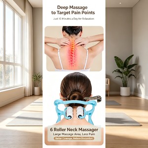 Bâton de <span class=keywords><strong>massage</strong></span> cervical multifonctionnel à roulettes, pour pétrissage manuel du cou, drainage des méridiens, en PP+TPR, unisexe - Product Image 5