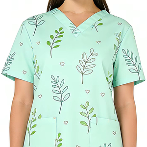 Uniformes pour femmes en coton tissé 100% directement de l'usine, impression numérique personnalisée du logo, ensembles de blouses pour infirmières et professionnels de la santé - Product Image 2