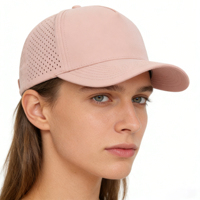 Casquette de golf unie pour homme, visière incurvée, 5 panneaux, perforations découpées au laser, fermeture snapback, casquette de baseball perforée