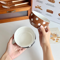 Bol vintage fait main à pois Lelyi. Bol à manger créatif pour la maison, petit bol en céramique, dessin animé