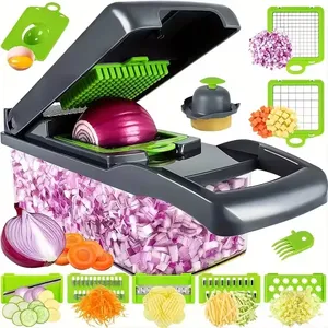 TS Fábrica al por mayor Accesorios de cocina 12 en 1 Cortador de alimentos Veggie Cebolla Chopper Mandoline Slicer Multifuncional Vegetal
