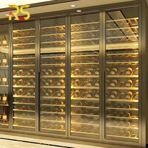 Mobile Espositore Moderno in <span class=keywords><strong>Acciaio</strong></span> Inossidabile e Vetro per Vino, <span class=keywords><strong>Portabottiglie</strong></span>, Arredamento Bar Domestico Personalizzabile per Soggiorno e Cantina - Product Image 3