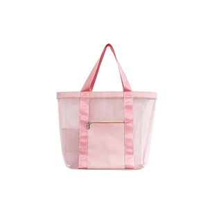 Sac fourre-tout en maille avec poche zippée, poignée souple détachable, unisexe, mode minimaliste, pliable, capacité 20-36L - Product Image 2