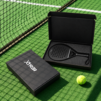 Boîte d'expédition en carton ondulé noir mat recyclable à bas prix, personnalisable avec logo, insert en mousse éponge, pour raquettes de padel et articles sportifs