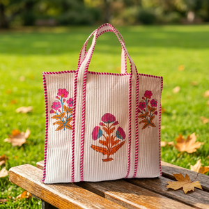 Bolso Tote de Algodón con Estampado Floral Bohemio Hecho a Mano con Cierre de Cremallera, Tamaño 16x16 para Mujer - Ideal para Compras y Uso Diario en Todas las Estaciones - Product Image 2