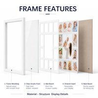 Cadre photo mural en bois blanc multi-ouvertures pour photos de bébé et de famille, décoration murale personnalisée pour la maison