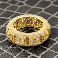 Bijoux lustrés Bague d'éternité en or 10/14/18 carats Hiphop Moissanite avec diamant pour hommes en argent sterling 925