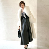Manteau en fausse fourrure de vison pour femme, style occidental, long manteau en fausse fourrure de vison européen, col et poignets en fausse fourrure de renard