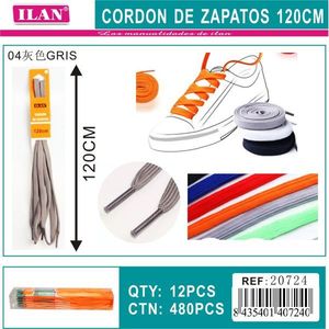 Lacci piatti grigi Iln da 120 cm per sneakers - Product Image 1