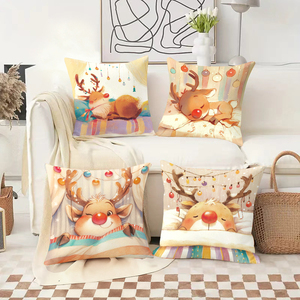 Очаровательные наволочки с оленями: праздничный рождественский декор, уютные акценты для дивана, создающие праздничное настроение, тепло и очарование. - Product Image 2