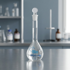 Fiole volumétrique en verre borosilicaté à col long avec bouchon pour laboratoire chimique 100 ml - Product Image 2