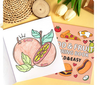 Nieuw kinderkleurboek met 40 cartoons van eten, fruit en graffiti, duurzame harde kaft van karton, duplex board papier, voor jonge creatieven