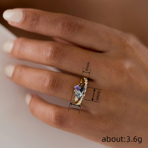 Conjunto de Anillos Geométricos Coloridos para Pareja, Joyería Elegante para Boda, Anillos de Moda - Product Image 4