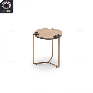 Blues Simple Modern Design Round Marble Side Table Metal Small Luxury End Table