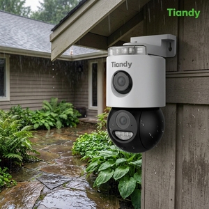 Caméra WiFi Tiandy double 4MP CMOS avec audio bidirectionnel, détection de mouvement, vision nocturne couleur et lumière stroboscopique cloud pour la maison - Product Image 1