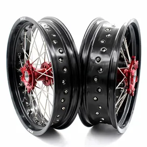 KKE 17英寸超级摩托车轮圈套装适合CRF250L 2012-2022 CRF250L防抱死制动系统2017-2020红色轮毂黑色轮圈