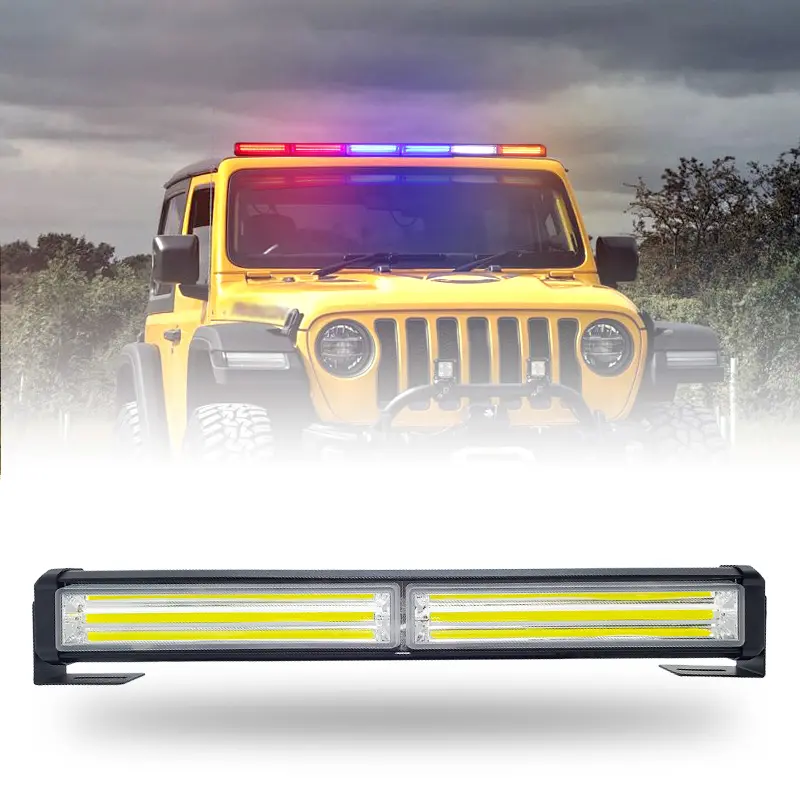 ट्रक ऑफ-रोड पिकअप के लिए सीओबी इमरजेंसी स्ट्रोब लाइट्स डायरेक्शनल रूफ माउंटिंग 12V 24V एम्बर ट्रैफिक सिग्नल चेतावनी लाइट बार