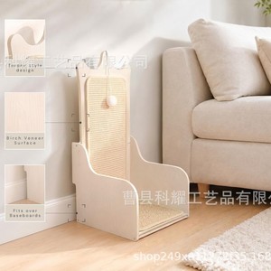 Wooden Cat <b>Scratching</b> <b>Post</b> L Shaped Upright Indoor Cat Tree Durable Minimalist Design Pet Resting Place - Product Image 3