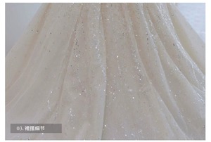 Robe de mariée style français, coupe princesse, longueur ras du sol, motif ciel étoilé, écologique, infroissable, design élégant haut de gamme, luxueuse, style <span class=keywords><strong>palais</strong></span> - Product Image 2