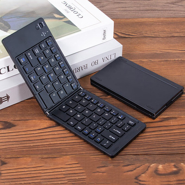 Compact Foldable Bluetooth Keyboard Ultra-Slim Mini Rechargeable Folding Keyboard for Laptop/Tablet/Smartphone