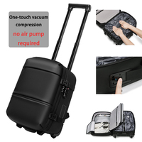 Sac à dos de voyage extensible à compression automatique avec pompe intégrée, étanche, gain de place, à roulettes, avec serrure TSA
