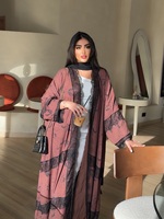 Robe longue musulmane rose Hafizah pour femmes, avec superposition en dentelle, Abaya HY792