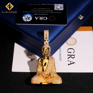 Nouveauté Pendentif en moissanite VVS Figure de Bouddha Pendentif en argent sterling 925 Ice Out Pendentif en moissanite Passant le testeur de diamants - Product Image 2