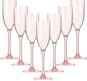 Verres à vin en plastique rose en gros, flûtes à champagne incassables, coupes à toast réutilisables en acrylique pour événements de mariage et décoration - Product Image 1