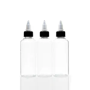סיטונאי פלסטיק שחור טוויסט בקבוקי מוליך 100 מ""ל ריק שקוף שיער שמן ג'ל טפטפת קוסמטי PET בקבוק לחיצה רכה