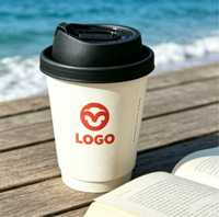 Gobelet en papier jetable à double paroi biodégradable pour café et vin avec couvercle, logo personnalisé, imperméable, respectueux de l'environnement