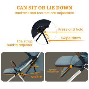 Poussette bébé légère et portable avec système de pliage à une main pour les déplacements urbains et les promenades en plein air - Product Image 5