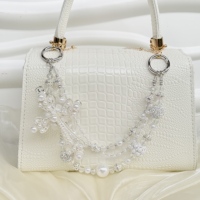 Bracelet de téléphone Y2K en strass argentés et perles imitation croix, porte-clés breloque de sac scintillant avec boule de cristal gothique pour femme