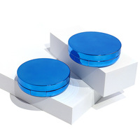 Boîtier vide pour coussin d'air 12g, électroplaqué bleu, en ABS, avec miroir et houppette, pour emballage de crème BB et fond de teint