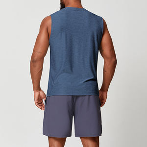 Camiseta sin mangas para hombre, ropa deportiva, fitness, camiseta sin mangas de color sólido, chaleco de entrenamiento para gimnasio - Product Image 3