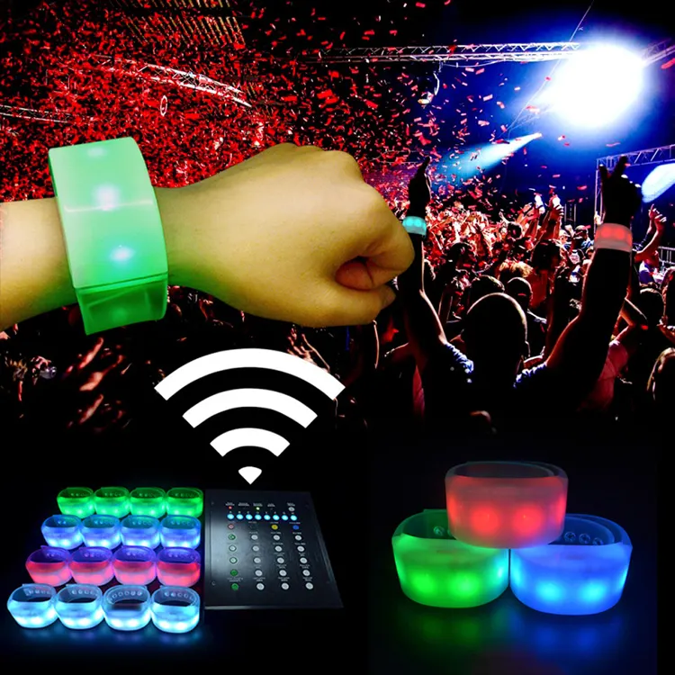 manufacture custom printing logo cheap light up led bracelet plastic wristband dmx control for events