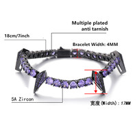 Bracelet de tennis de mode populaire pour hommes et femmes breloque en zircon à dents de bête avec bracelet Black Panther Chic Hip Hop CZ