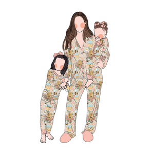Usine directement vente haute qualité 3 pièces bambou famille correspondant ensemble famille pyjamas vêtements de nuit parent-enfant ensemble de vêtements - Product Image 2