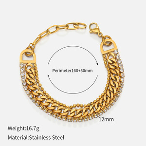 2026 Stainless Steel 18k <b>Gold</b> Plated Vintage Cross Zircon Tennis <b>Bracelet</b> Trendy Gift Unisex for Anniversary - Product Image 2