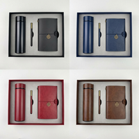 Ensemble cadeau d'affaires haut de gamme avec logo personnalisé, carnet en cuir, carnet de notes, stylo, gourde isotherme et sac cadeau