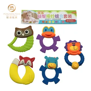 Werbe Baby pädagogische Schüttel rassel Kinder lustige Hand 5pcs Set Tier glocke Spielzeug