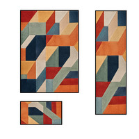 Ensembles de tapis personnalisés lavables pour salon, tapis de couloir imprimé géométrique moderne et coloré pour chambres