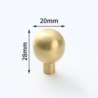 Poignée de tiroir ronde en laiton massif, profil boule, pour porte de placard, poignée de meuble à trou unique, boutons de traction sphériques dorés, ensemble de quincaillerie