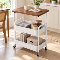 Petit chariot de rangement mobile à 3 niveaux en métal avec 4 roues et plateau pour la maison, la cuisine, la salle de bain