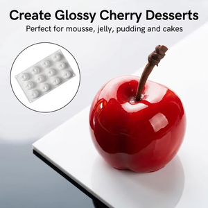 Cherry <b>Silicone</b> Mousse Mold 12 Cavity <b>Baking</b> Tray Food Grade Easy Release for Jelly Chocolate Dessert - Product Image 3