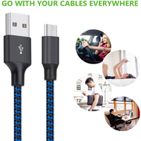 Kabel Data Pengisian Daya USB Micro Nylon Kepang 1m untuk Ponsel Pintar Android