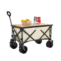 Chariot tout-terrain robuste pliable en alliage d'aluminium, chariot de courses avec roues silencieuses robustes à 360°, poignée réglable pour le camping en famille