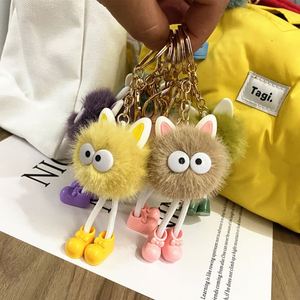 Porte-clés en peluche mignon de dessin animé, pendentif boule de charbon, petit cadeau, accessoires de porte-clés de voiture, porte-clés en peluche - Product Image 6